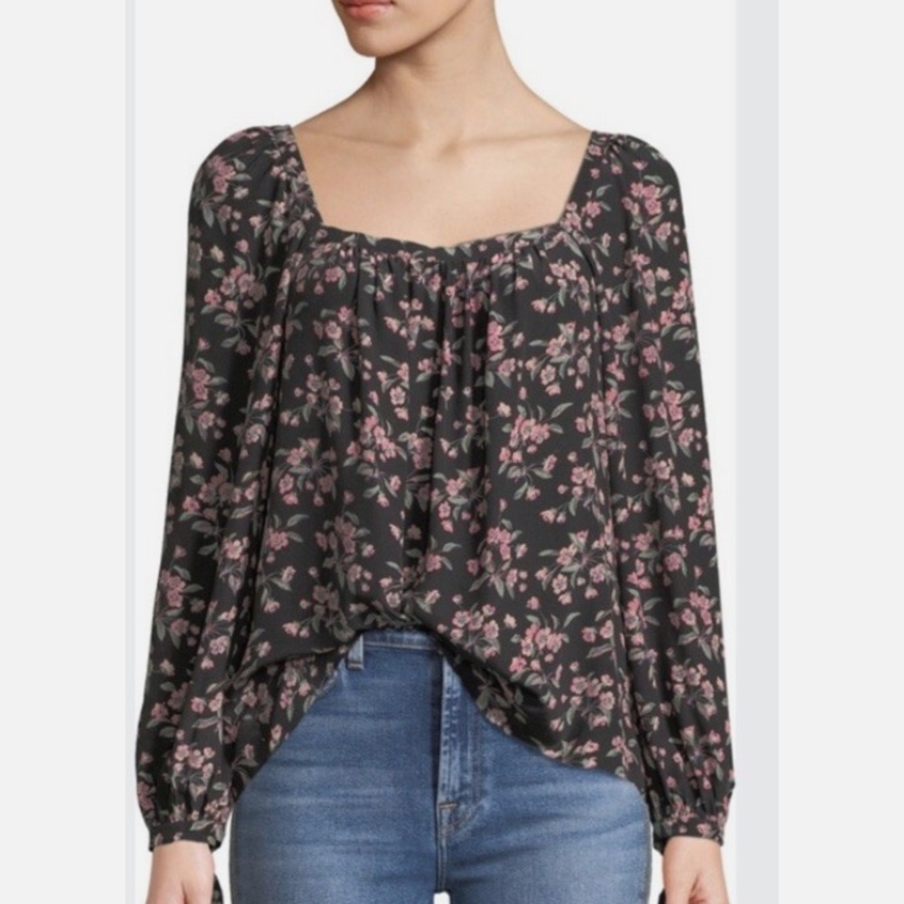🆕 NWT Rebecca Taylor Tilda Silk Floral Square-Neck Tie Sleeve Flowy Blouse Sz S